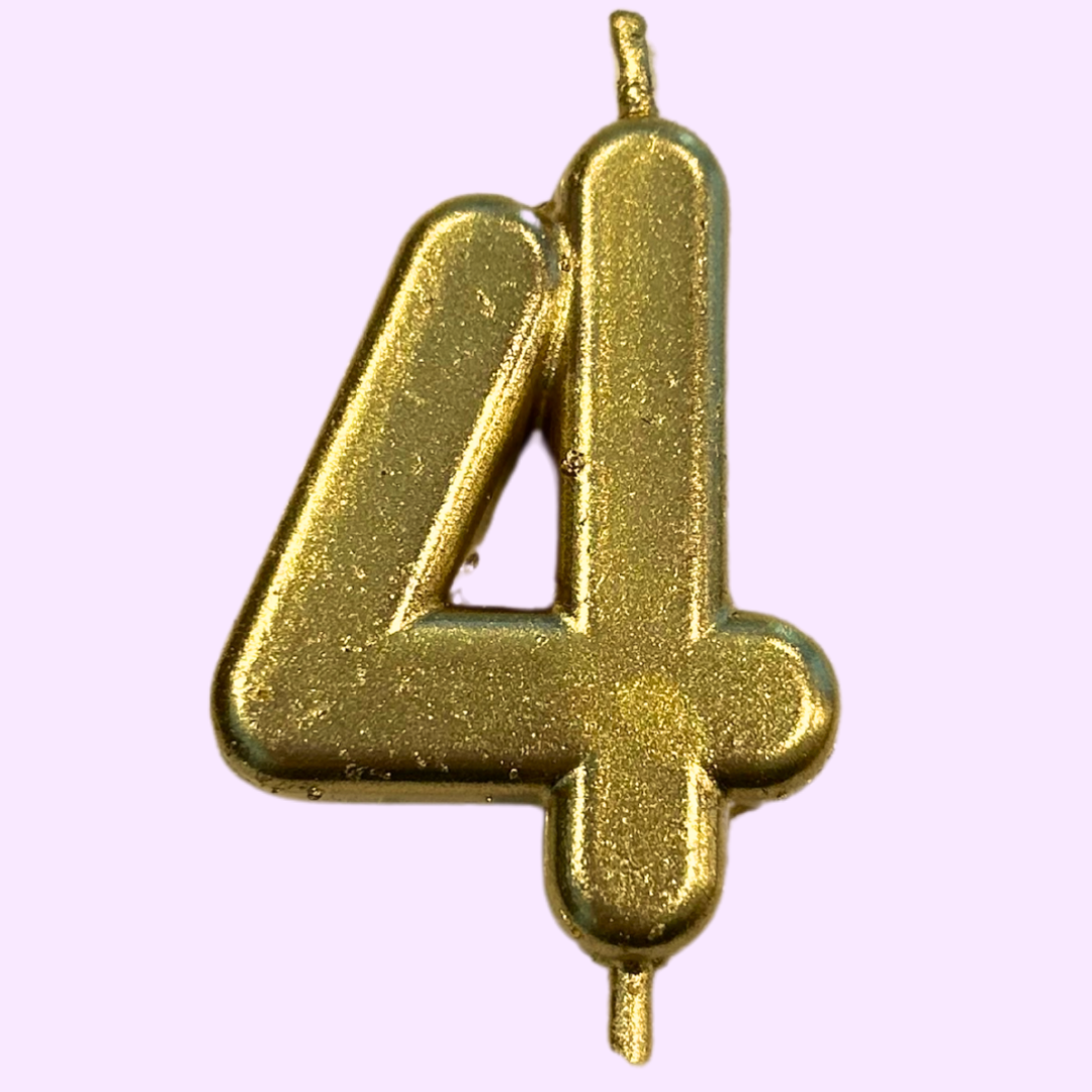 Number 4 Candle - Gold