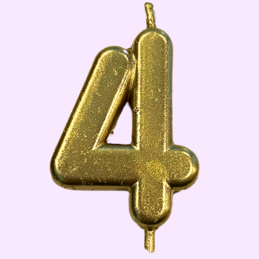 Number 4 Candle - Gold