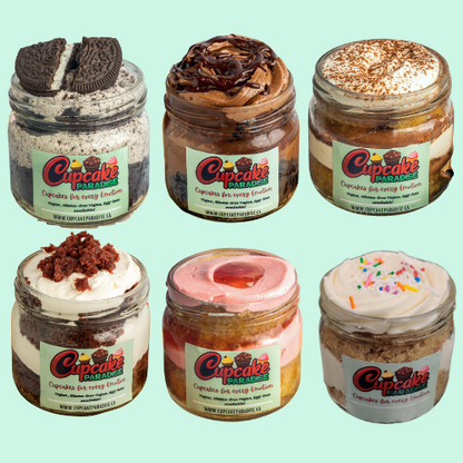 6 pack Gluten free Vegan Cake Jars