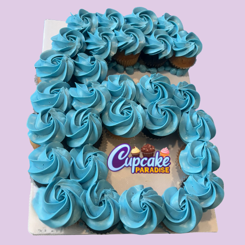 Blue Cupcakes Number Cake